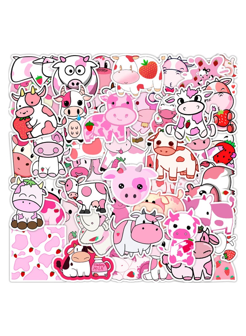 ORAINBOW 50 Pieces Strawberry Cow Stickers Not Repeating Vinyl Decal Waterproof Stickers for Computer Luggage Skate Guitar Phone Bottle Refrigerator Stickers for Kids Teens Boys Girls - Image 5