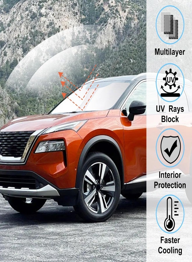LHFLIVE Windshield Sun Shade Fit for 2021 2022 2023 2024 Nissan Rogue 3rd Gen.Accessories(Not for Rogue Sport) Foldable Sunshade Shield Protector - Image 2