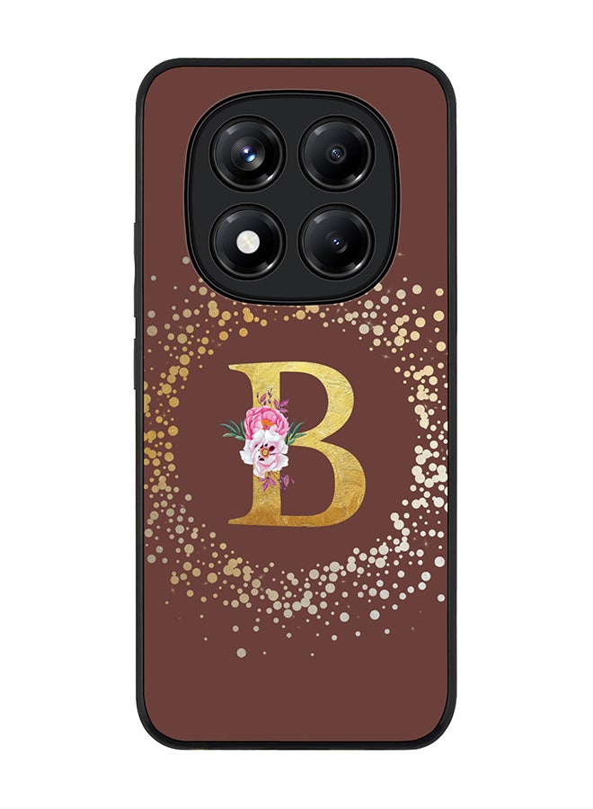 Stylizedd For Xiaomi Redmi Note 14 Pro 5G / X7 5G Case,Slim fit Camera Protection, Shockproof Thin Phone cover  - Custom Monogram Floral - B  (Brown ) - Image 1