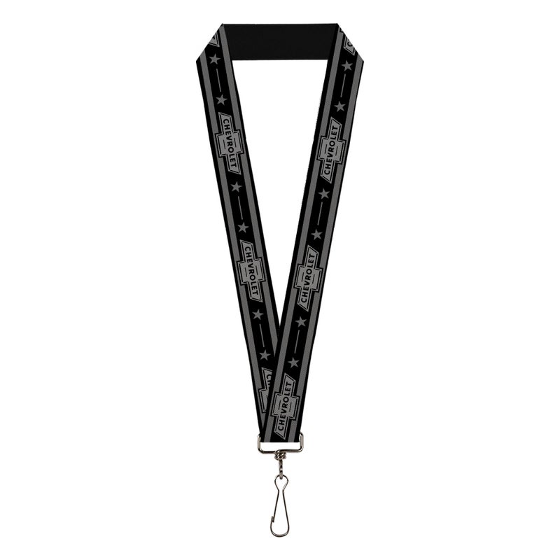 Buckle Down Buckle-Down Lanyard Vintage Chevrolet 1934 Bowtie Logo Stars Stripe Black Grays, 22" x 1" (LY-1.0-WCH033) - Image 1