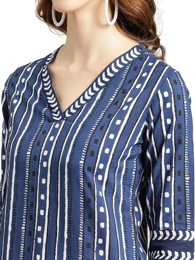 rytras Women's Cotton Printed Straight Kurta(RYT311_Blue_XX-Large) - Image 5