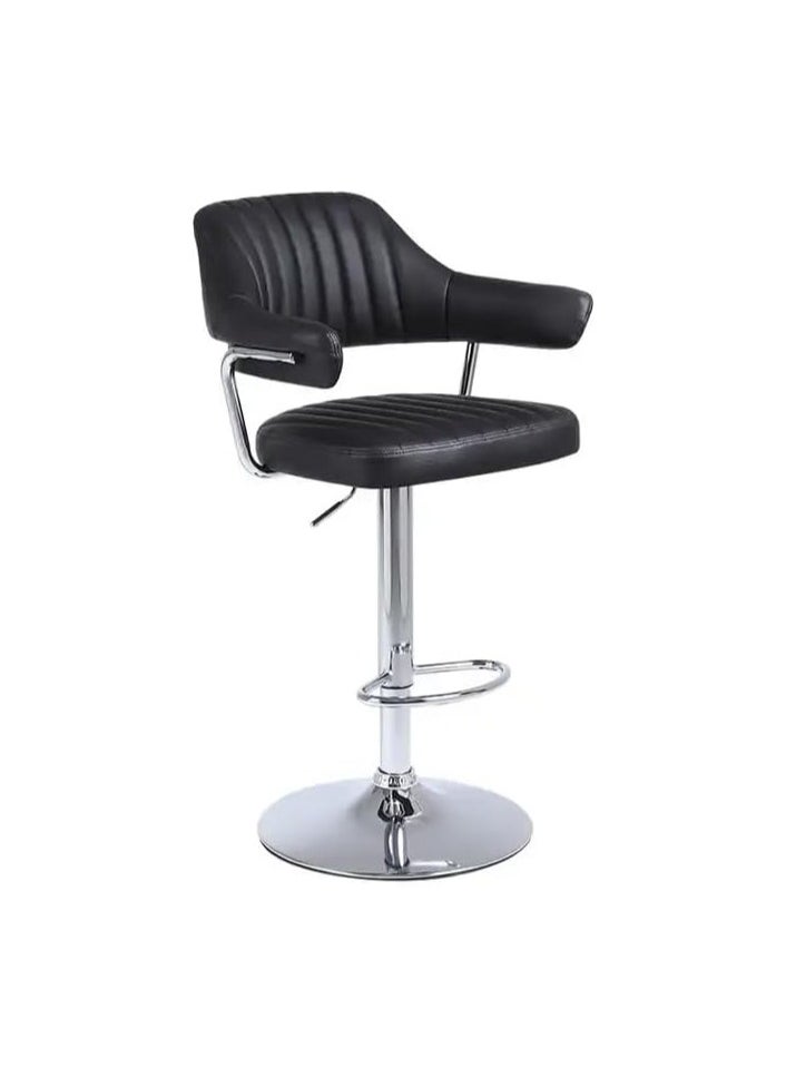 Ripple FURNITURE Modern Black Pu Leather Bar Stool Adjustable Bar Chair With Chromed Metal Base Swivel Bar Stoo  - Image 1