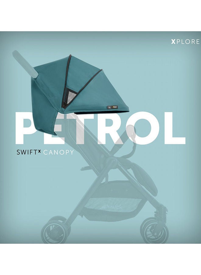 hauck Sun Canopy For Pushchair Swift X, Upf 50 +, 3 Zones With Ventilation Outlets, Individual Summer Look, Easy To Install, Petrol - Image 5