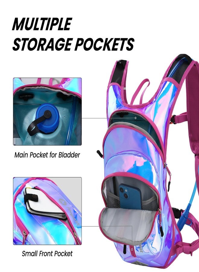Nepest Hydration Pack Backpack with 2L Water Bladder, Rave Water Backpack for Festival, Hiking, Running, Biking, Pink - Image 3