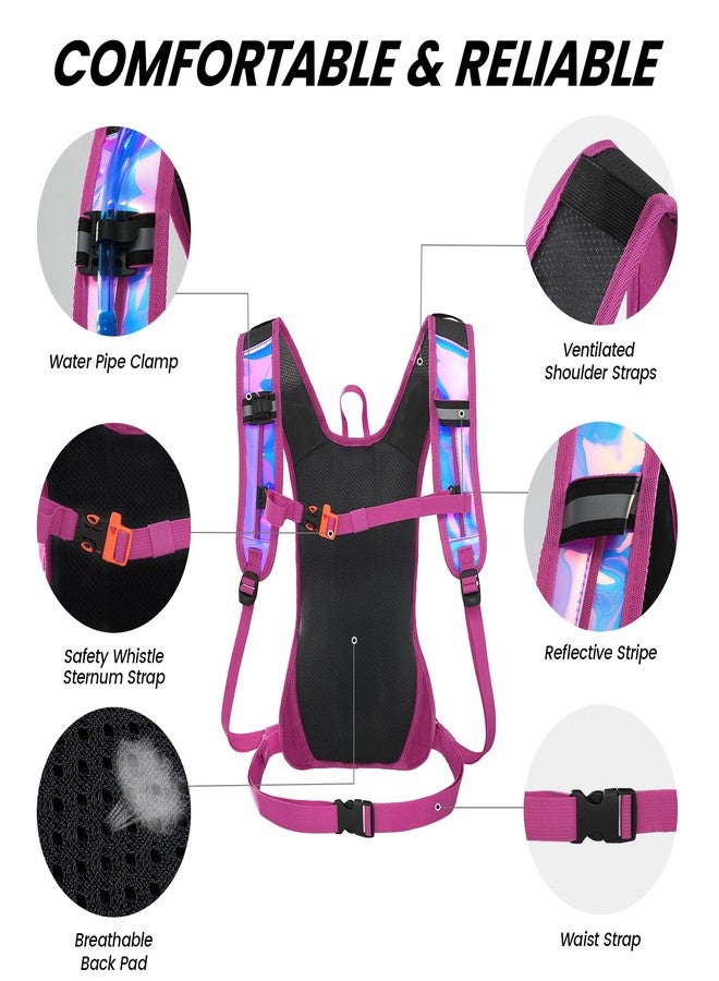 Nepest Hydration Pack Backpack with 2L Water Bladder, Rave Water Backpack for Festival, Hiking, Running, Biking, Pink - Image 4