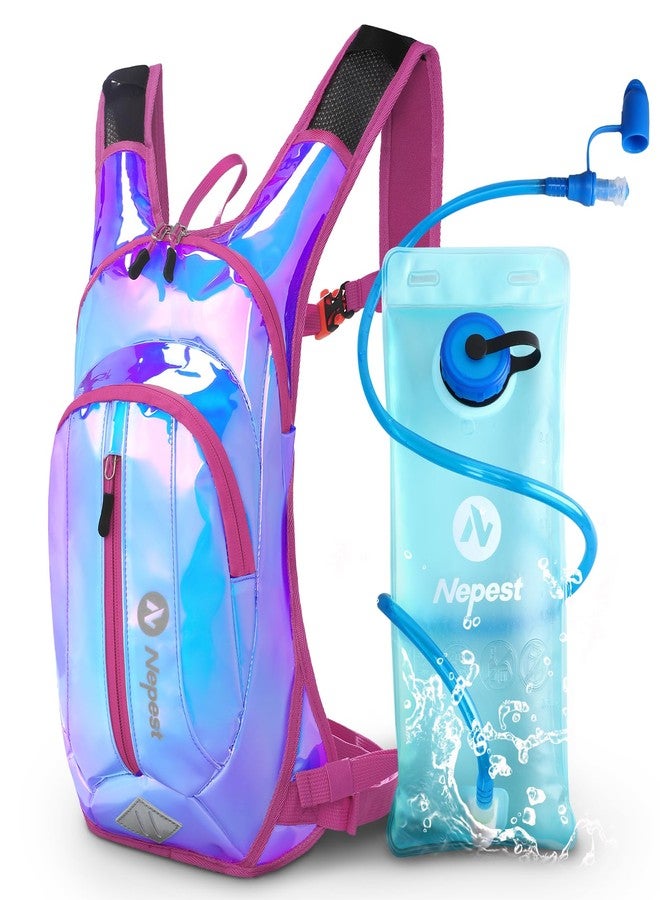 Nepest Hydration Pack Backpack with 2L Water Bladder, Rave Water Backpack for Festival, Hiking, Running, Biking, Pink - Image 1