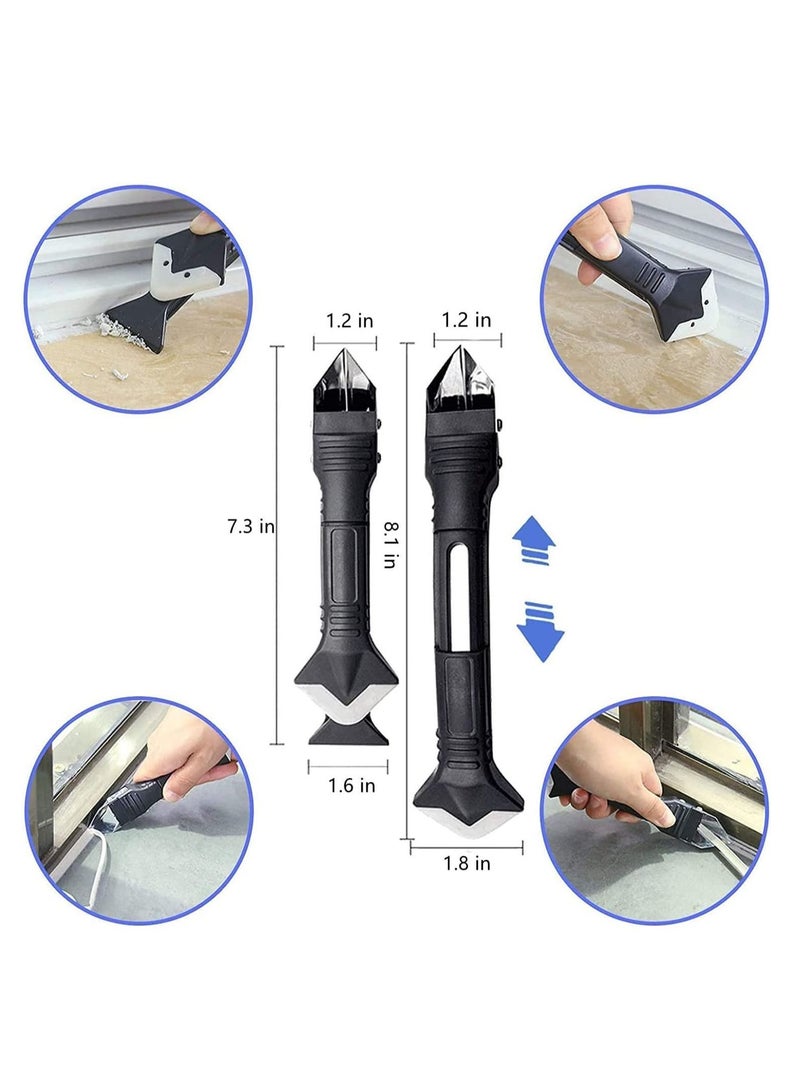 Y&D 3 in 1 Silicone Caulking Tool Kit (stainless steelhead) Sealant Finishing Grout Scraper, Caulk Remover and Scraper Tool, Removal for Kitchen Bathroom Window - Image 4