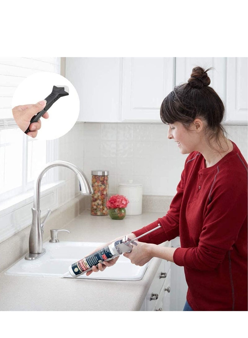 Y&D 3 in 1 Silicone Caulking Tool Kit (stainless steelhead) Sealant Finishing Grout Scraper, Caulk Remover and Scraper Tool, Removal for Kitchen Bathroom Window - Image 2