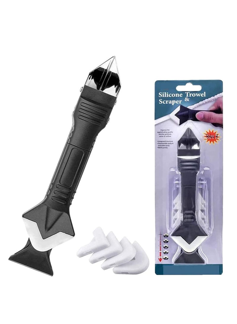 Y&D 3 in 1 Silicone Caulking Tool Kit (stainless steelhead) Sealant Finishing Grout Scraper, Caulk Remover and Scraper Tool, Removal for Kitchen Bathroom Window - Image 1