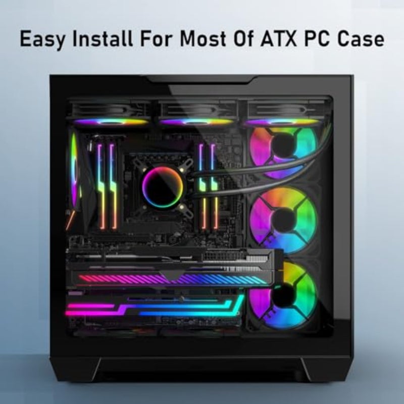 حامل دعم GPU لأجهزة الكمبيوتر المكتبية، سبائك الألومنيوم، أسود، طول وارتفاع قابلان للتعديل مع إضاءة ARGB قابلة للتحكم - Image 5