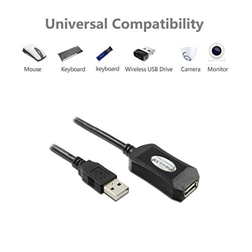 TECHTOO USB 2.0 Extension Cable 16 FT USB Active Repeater Cord Type A Male to A Female with Built-in Signal Booster Chips - Image 5
