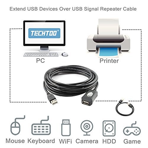 TECHTOO USB 2.0 Extension Cable 16 FT USB Active Repeater Cord Type A Male to A Female with Built-in Signal Booster Chips - Image 3