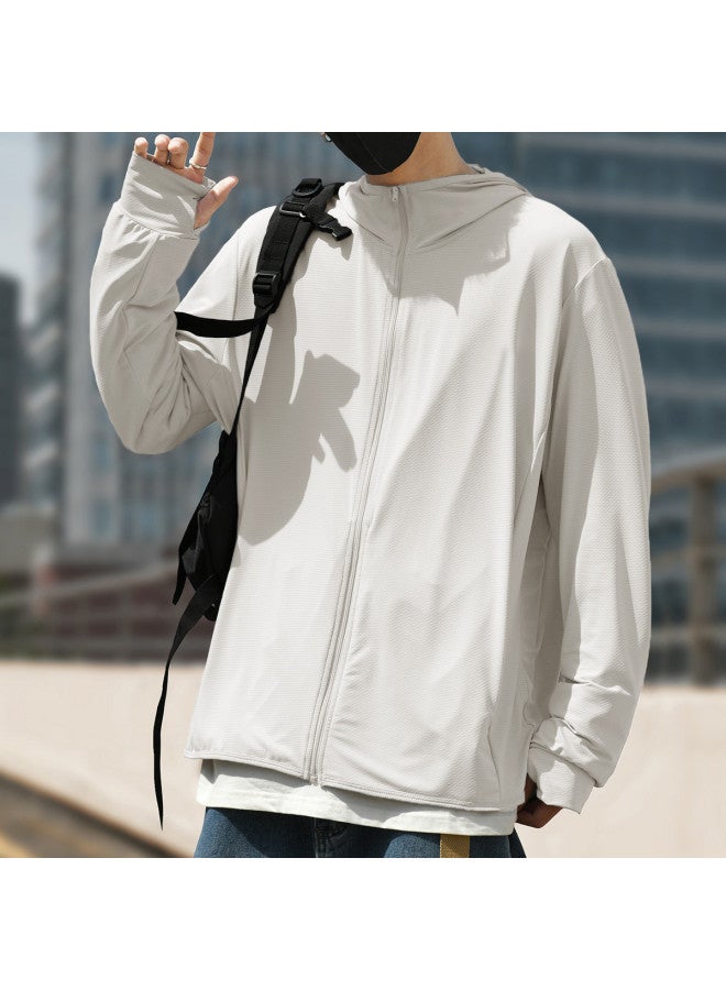 TonLion Men's Casual Jacket Greece White Hooded Sun Protection Coat Men's Outerwear Casual Jacket Men's Sports Coat - Image 4
