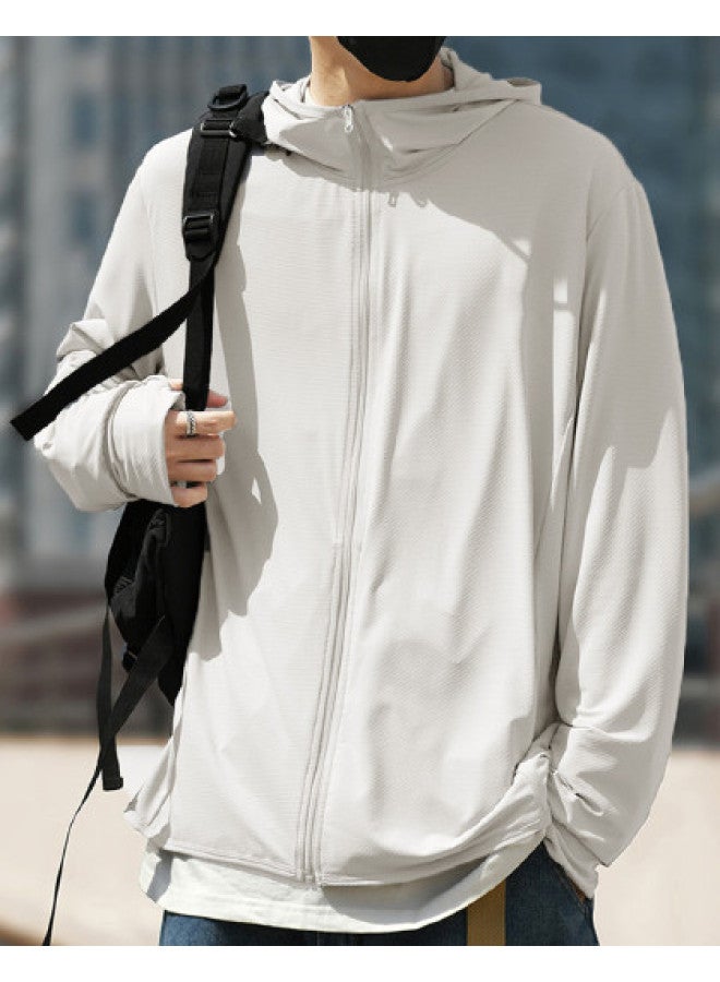 TonLion Men's Casual Jacket Greece White Hooded Sun Protection Coat Men's Outerwear Casual Jacket Men's Sports Coat - Image 1