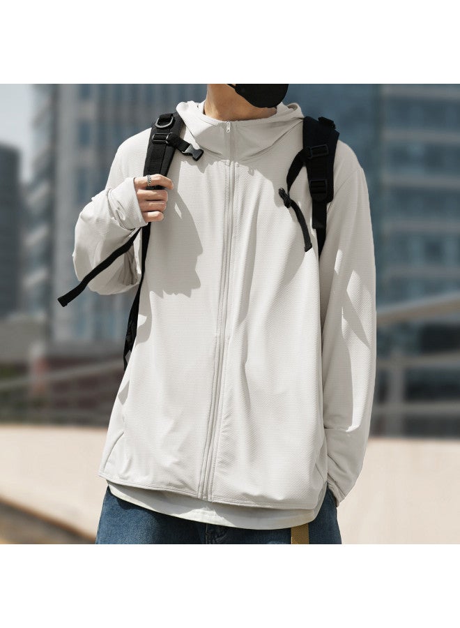 TonLion Men's Casual Jacket Greece White Hooded Sun Protection Coat Men's Outerwear Casual Jacket Men's Sports Coat - Image 5
