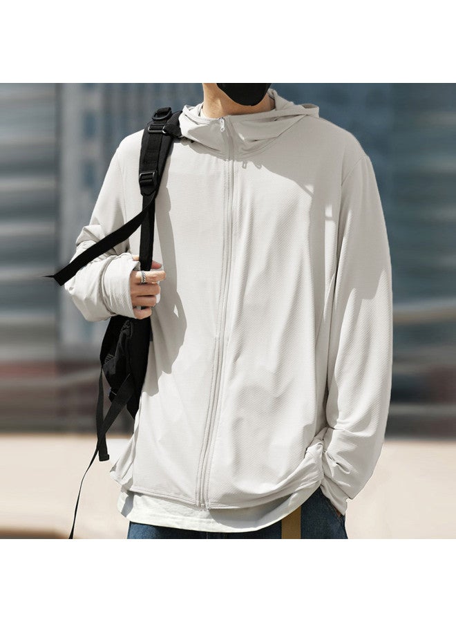 TonLion Men's Casual Jacket Greece White Hooded Sun Protection Coat Men's Outerwear Casual Jacket Men's Sports Coat - Image 2