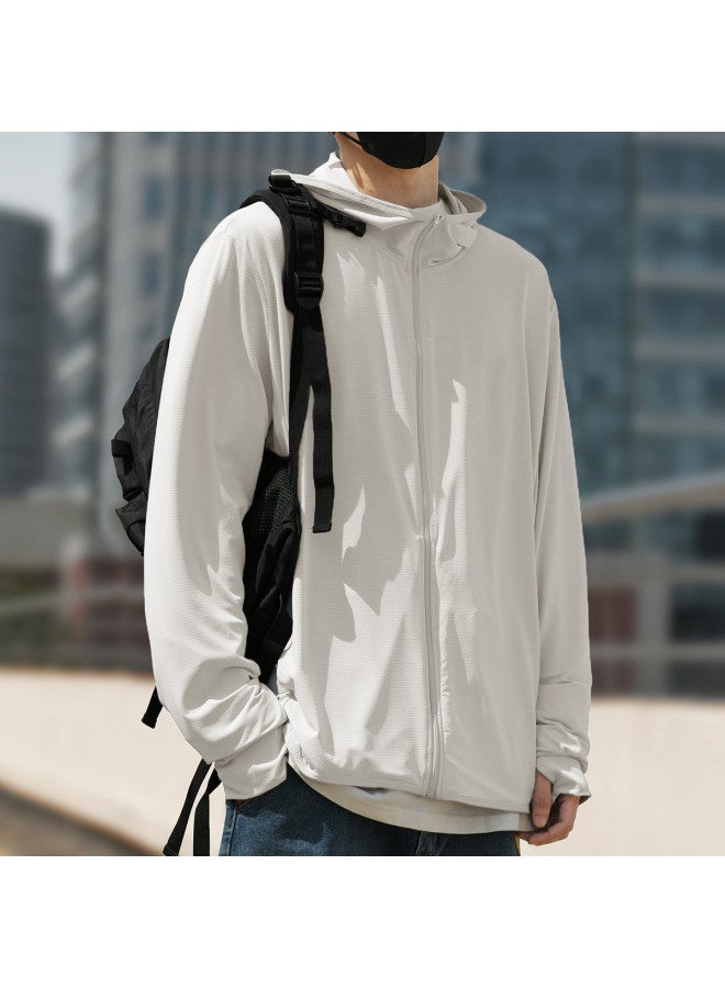 TonLion Men's Casual Jacket Greece White Hooded Sun Protection Coat Men's Outerwear Casual Jacket Men's Sports Coat - Image 3