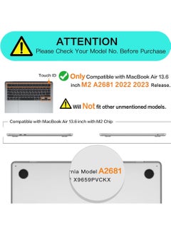 Rock Pow Compatible with MacBook Air 13.6 inch Case 2022 2023 Release A2681 M2 Chip with Liquid Retina Display & Touch ID Protective Plastic Hard Shell Case Cover  - Image 2