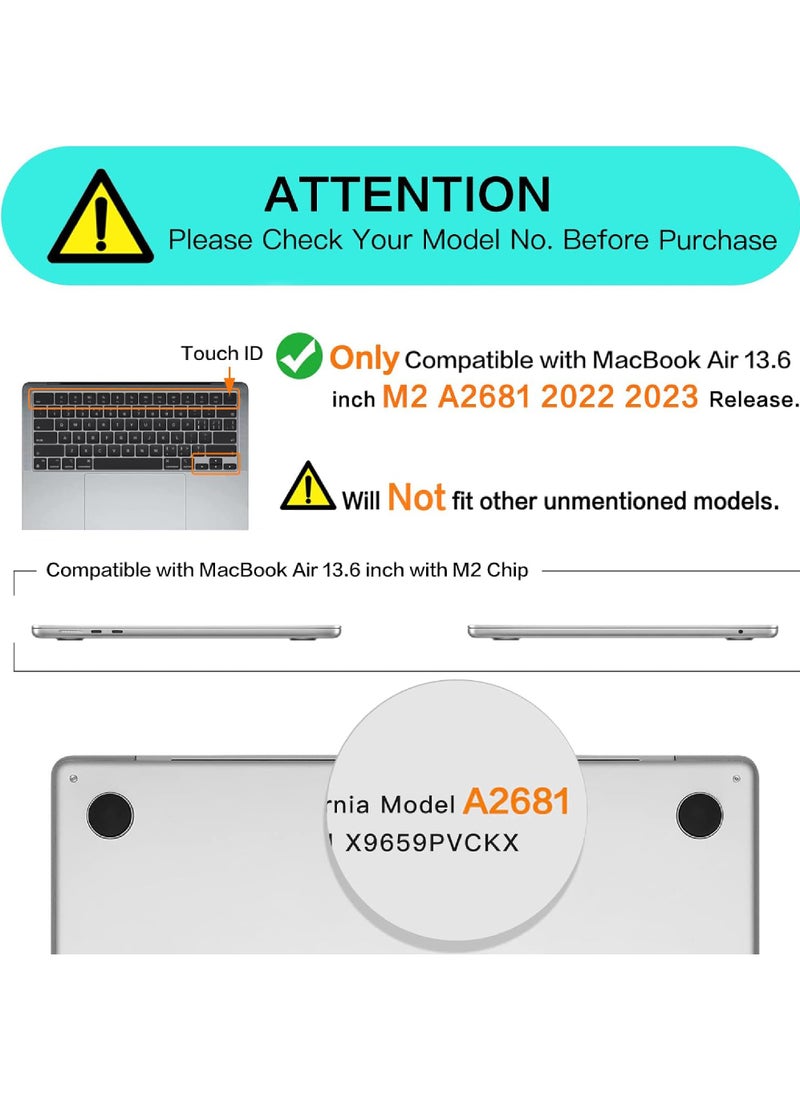 Rock Pow - Compatible with MacBook Air 13.6 inch Case 2022 2023 Release A2681 M2 Chip with Liquid Retina Display & Touch ID Protective Plastic Hard Shell Case Cover - Image 1