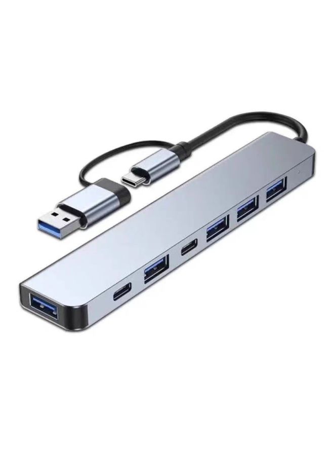 Type8in 7in1 Dual-head HUB Expansion Dock Computer Splitter Hub 8-in -1 USB3.0-Number Of Interfaces:Double Head Seven In One Gray Boxed  - Image 1
