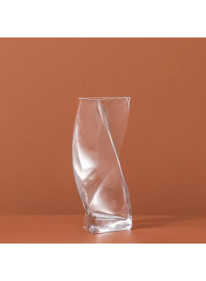 DANUBE HOME Danube Home Vetro Spiral Clear Glass Vase - 11.5X23Cm Multi Color Home Decor Collection For Flowers Unique Twisting Design Durable Glass Vase Decorative Home Accessories