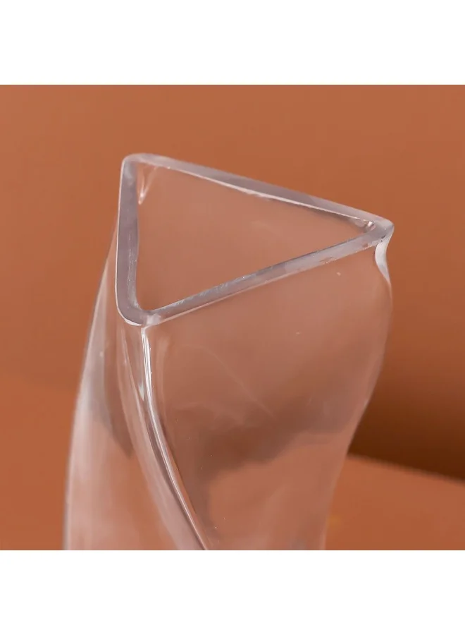 DANUBE HOME Danube Home Vetro Spiral Clear Glass Vase - 11.5X23Cm Multi Color Home Decor Collection For Flowers Unique Twisting Design Durable Glass Vase Decorative Home Accessories