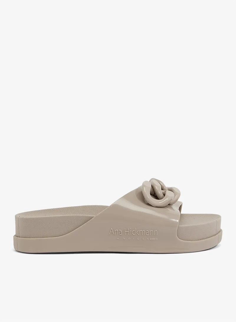 Slide Soul Corrente Women'S Anti Slip Sole  With Chain Design Sandals - Beige