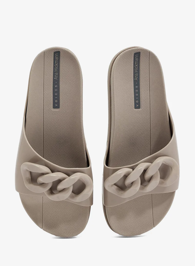 Voices Beige-Beige-Beige Slide Soul Corrente Women'S Anti Slip Sole  With Chain Design Sandals - Beige for Women | Best Price UAE