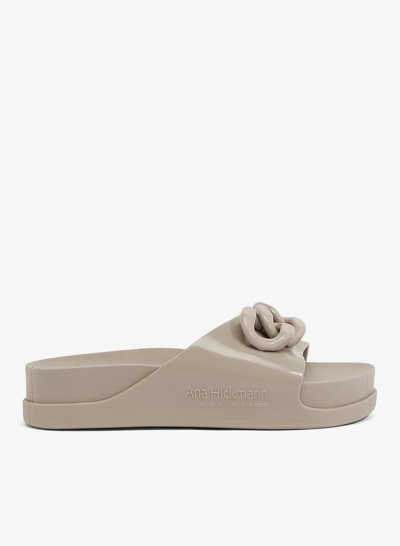 Slide Soul Corrente Women'S Anti Slip Sole  With Chain Design Sandals - Beige