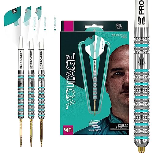 Target Darts Rob Cross Gen 2 23G 90% Tungsten Swiss Point Steel Tip Darts Set, Silver, Aqua and White, 190095 - Image 1
