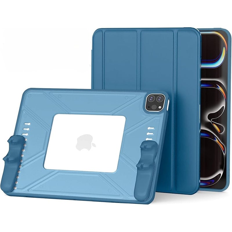 Case for iPad Pro 11-inch 2018-2022, Premium Multi-Angle Tablet Case, Quick Release Detachable Handle, Pencil Holder, Support Auto Sleep/Wake, 35°/75° Foldable, Hollowed-Out Design (Blue) - Image 1