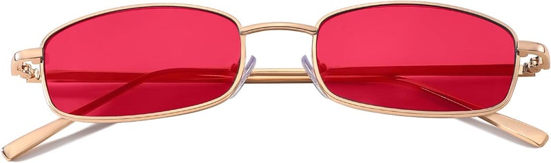 FEISEDY Vintage Sunglasses for Women Men Small Rectangle Metal Frame Sun Glasses B2295 - Image 2