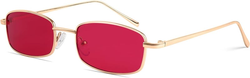 FEISEDY Vintage Sunglasses for Women Men Small Rectangle Metal Frame Sun Glasses B2295 - Image 1