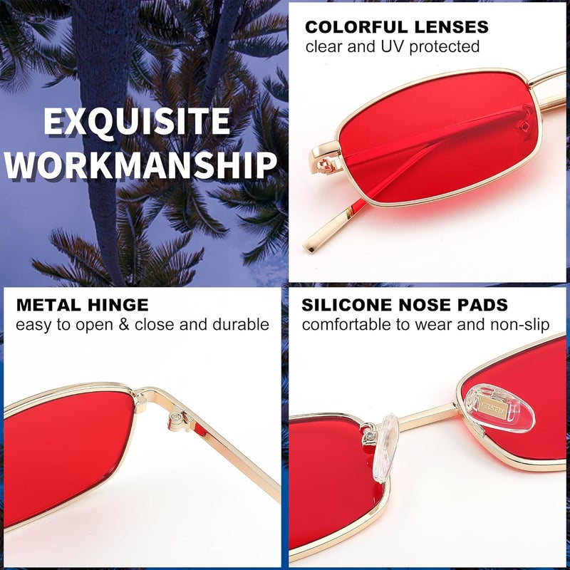 FEISEDY Vintage Sunglasses for Women Men Small Rectangle Metal Frame Sun Glasses B2295 - Image 4