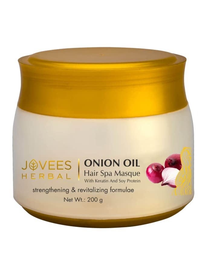Jovees Herbal Onion Oil Hair Spa Masque With Keratin & Soy Protein For Hair Fall Control & Shiny Hair | Hair Repair Mask for Dry & Damaged Hair 200g - Image 1