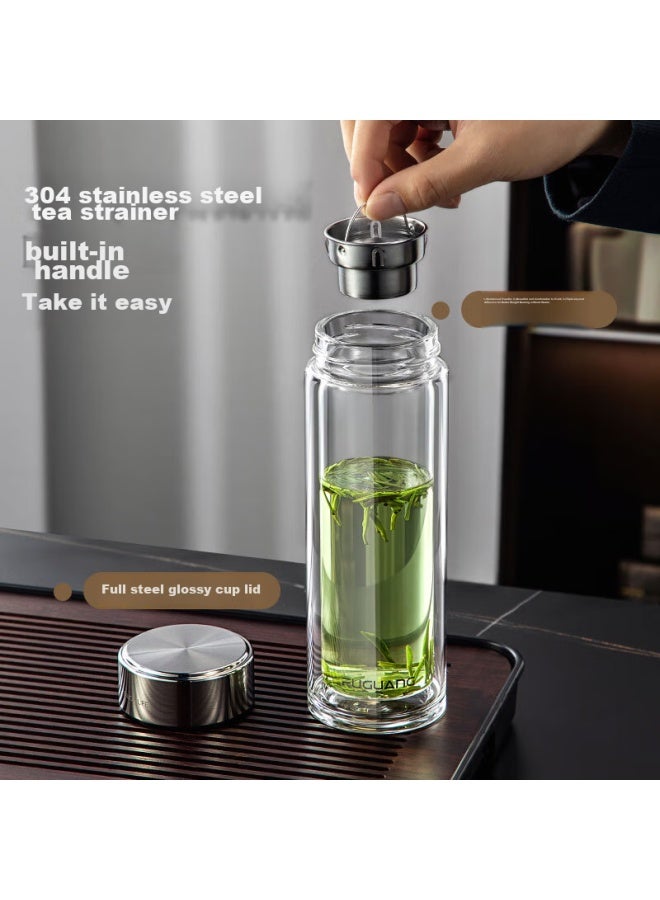 Tomimitsu Fuguang Double-layer Glass Cup With Tea Strainer, Large Capacity Water Bottle, High-end Business Tea Infuser Cup, High Borosilicate Glass Cup 500ml - Image 3