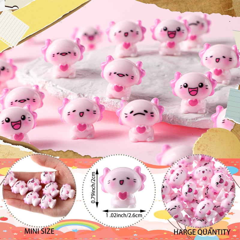 Quzzil 48 Pcs Valentine Mini Resin Axolotl 4 Styles Valentines Tiny Miniature Axolotl Figurines Heart Little Animals Figures to Hide for DIY Craft Garden Landscape Potted Plant Aquarium Micro Landscape Decor - Image 3