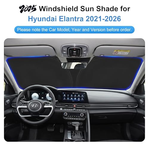 PinBaoLaLa Windshield Sun Shade for Hyundai Elantra Accessories 2021-2025 2026 - Windshield Sunshade Cover Front Window Shade Custom Fit Elantra Sun Visor Protector Foldable Blocks UV Rays - Image 2