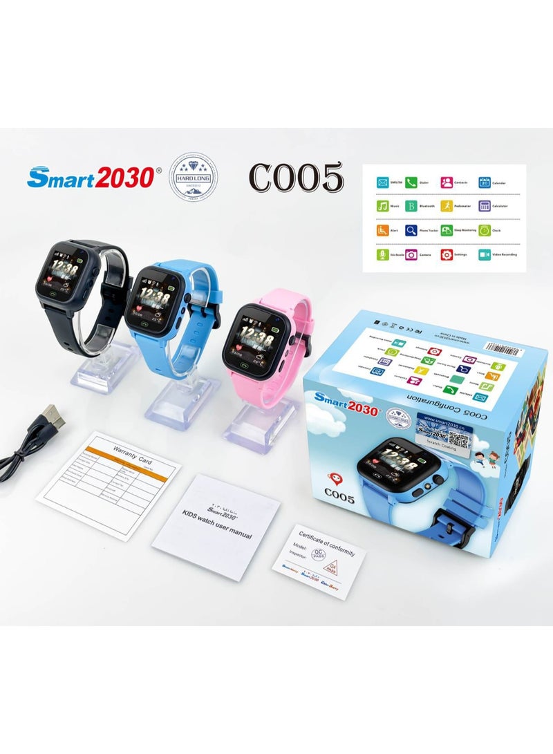 سمارت 2030 ساعة ذكية للأطفال Smart 2030 C005 تدعم بطاقة SIM، وكاميرا، ومحادثة صوتية، ومكالمة طوارئ SOS، ومقياس خطوات، وشاشة تعمل باللمس - متوافقة مع أنظمة Android وiOS - Image 4