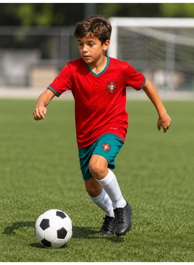 Toyland Portugal Football Team Kids Jersey Set – Boys  T-Shirt & Shorts Kit, Breathable Sports Outfit-Size 32 (11-12 Year) - Image 3