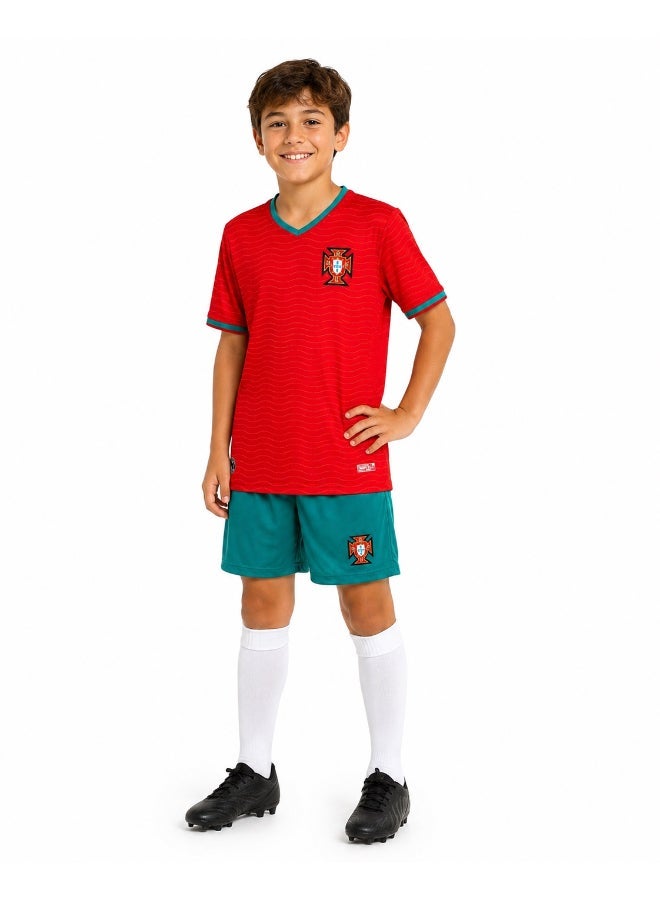 Toyland Portugal Football Team Kids Jersey Set – Boys  T-Shirt & Shorts Kit, Breathable Sports Outfit-Size 32 (11-12 Year) - Image 2