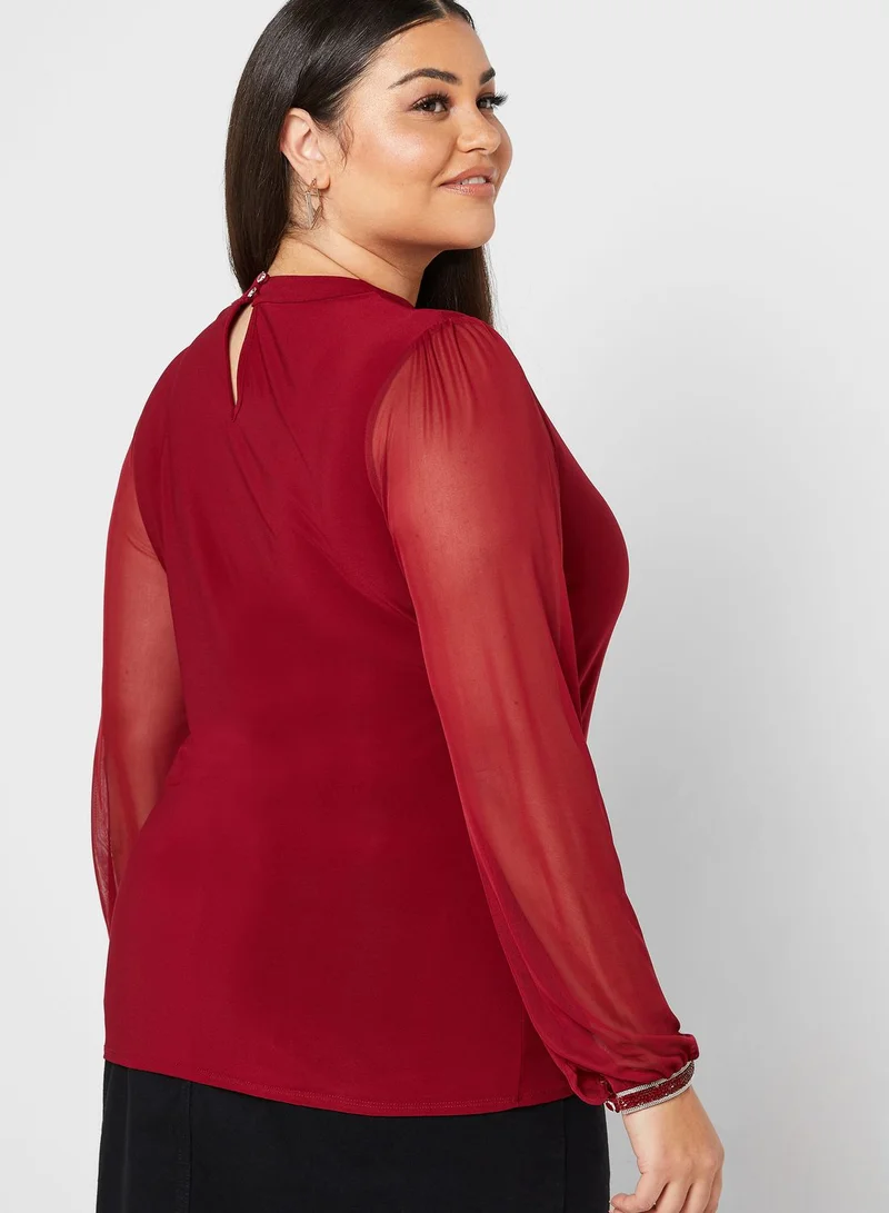 dp curve Front Keyhole Trim Cuff Top
