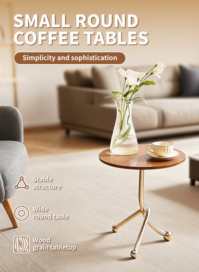Generic Round End Table, Sofa Side Table, Modern Minimalist Coffee Table Drink Table, Living Room Corner Table with Safety Rounded Edges, Durable Metal Nightstand, Multifunctional Accent Table for Living Room, Bedroom, Study, Cafe, Apartment  - Image 2