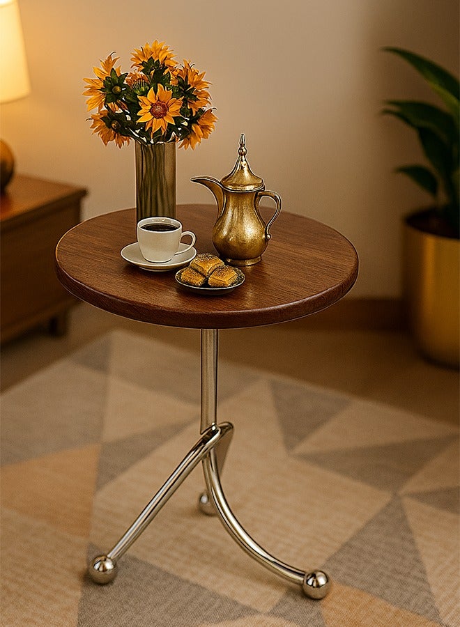 Generic Round End Table, Sofa Side Table, Modern Minimalist Coffee Table Drink Table, Living Room Corner Table with Safety Rounded Edges, Durable Metal Nightstand, Multifunctional Accent Table for Living Room, Bedroom, Study, Cafe, Apartment  - Image 1