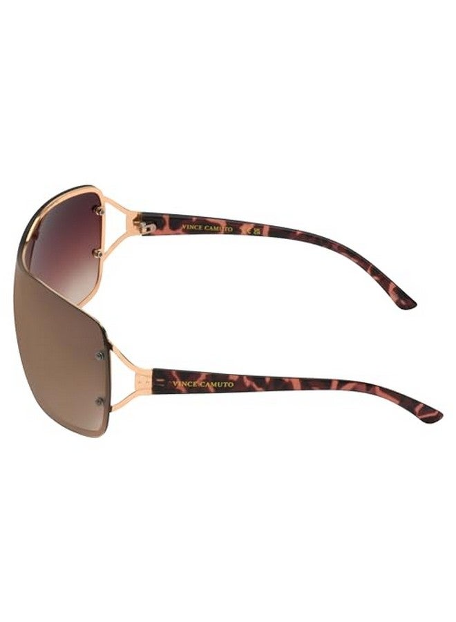 VINCE CAMUTO Vc1000 Chic Vented Metal 100% Uv Protective Women'S Rectangular Shield Sunglasses. Luxe Gifts For Her 136 Mm Gold - Image 3
