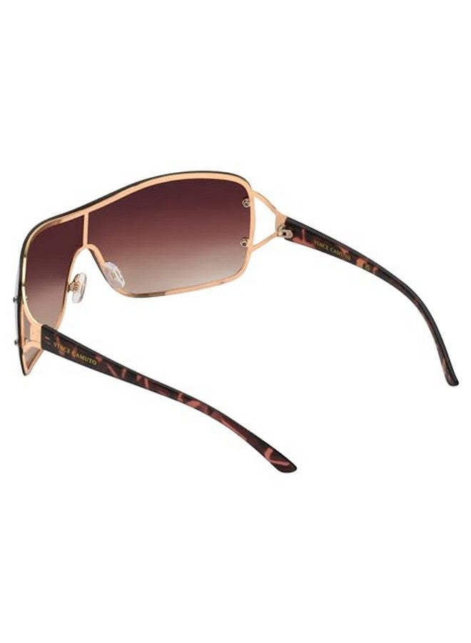 VINCE CAMUTO Vc1000 Chic Vented Metal 100% Uv Protective Women'S Rectangular Shield Sunglasses. Luxe Gifts For Her 136 Mm Gold - Image 4
