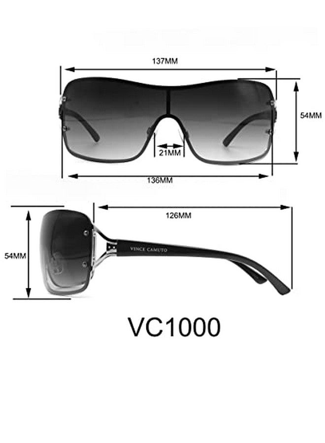 VINCE CAMUTO Vc1000 Chic Vented Metal 100% Uv Protective Women'S Rectangular Shield Sunglasses. Luxe Gifts For Her 136 Mm Gold - Image 5