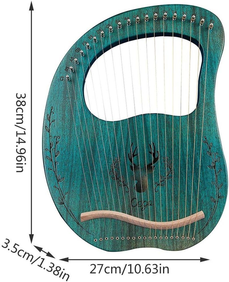 Aogbra Lyre Harp, 19 Metal Strings Maple Saddle Mahogany Body Lyra Harp with Bag key included - Image 5