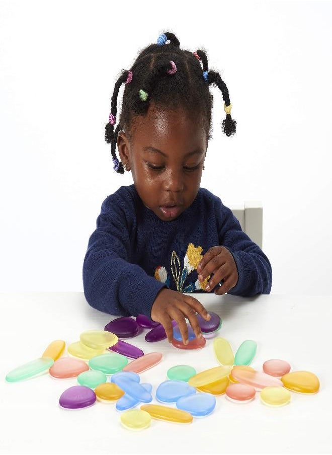 Rainbow Pebbles - Junior - Transparent - Mini Jar - Ages 18m+ - The Original Sorting and Stacking Stones - First Counting and Sorting Toy