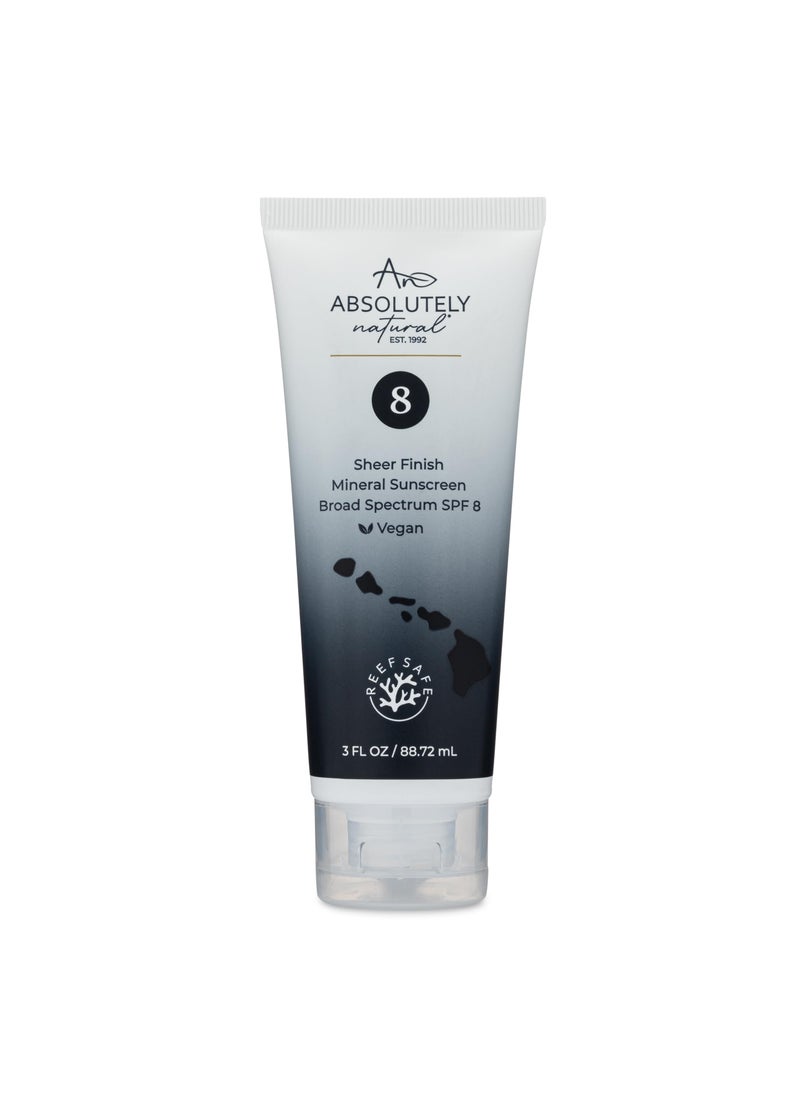 Absolutely Natural - Absolutely Natural - SPF 8 Mineral Sunscreen - Water Resistant Moisturzing Lotion for Body & Face - Non-Nano Zinc Oxide, Vitamin E - 3 Oz - Image 1